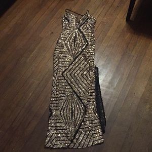 Gold sequin pattern gown